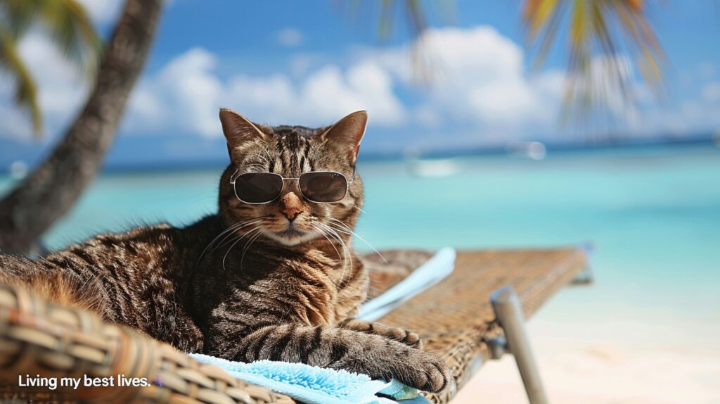 StockCake Cat Beach Holiday 1721072771 τρόποι για να πείτε εάν τα ούρα γάτας είναι φυσιολογικά