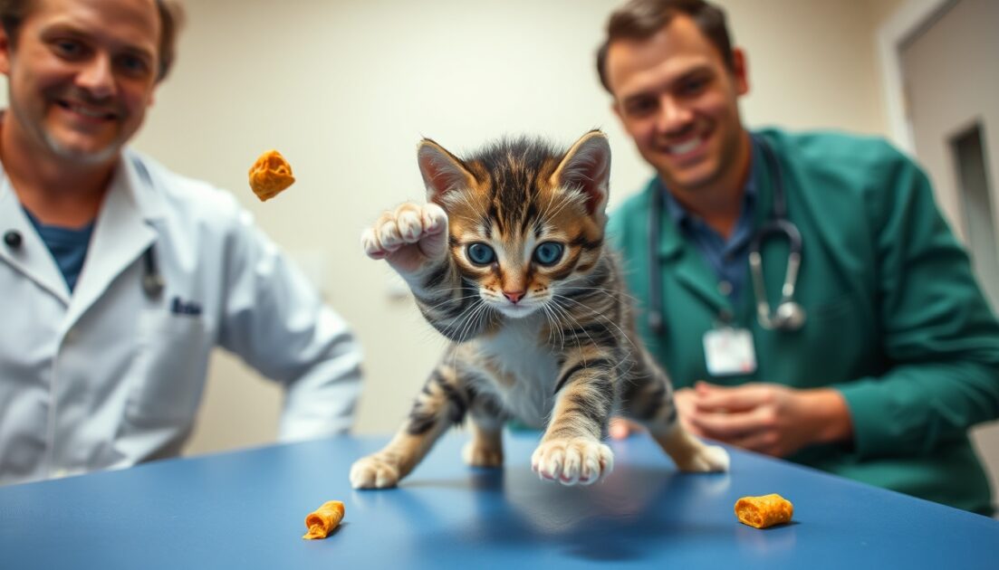 επίσκεψη σε κτηνίατρο το γατάκι