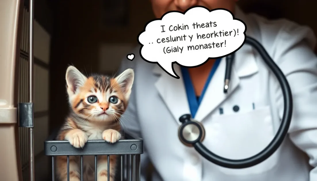 επίσκεψη σε κτηνίατρο το γατάκι