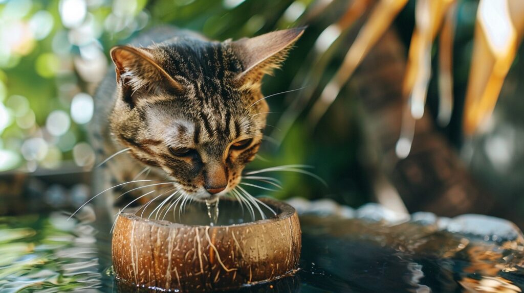 γάτα πίνει νερό
