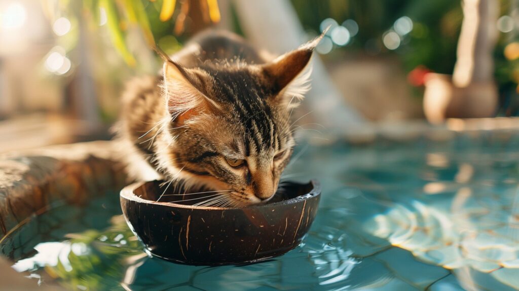 γάτα πίνει νερό