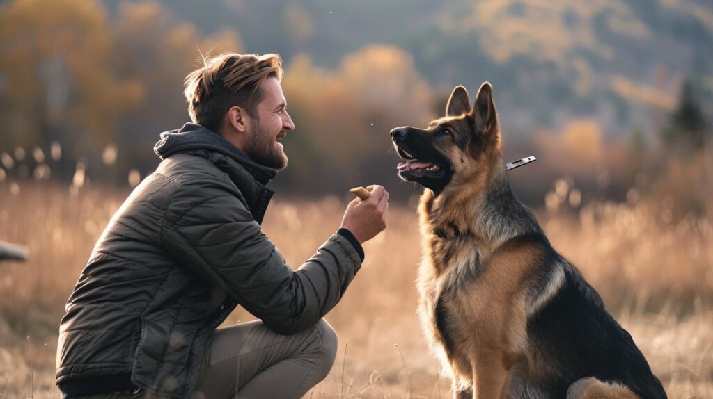 StockCake Man Trains Dog 1721375943 Υπέρβαρος σκύλος