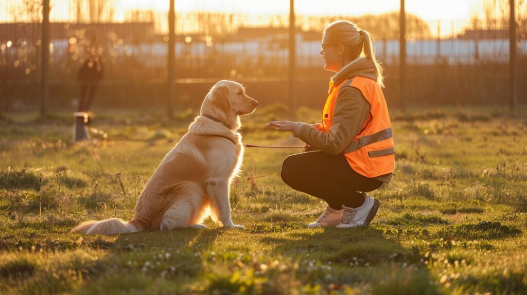 StockCake Sunset Dog Training 1721375974 Υπέρβαρος σκύλος