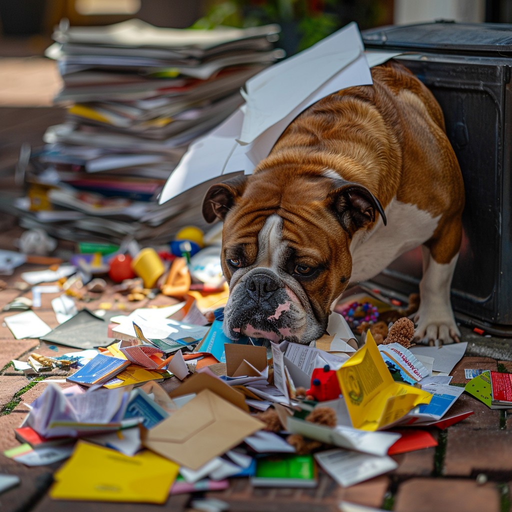 StockCake Bulldog Amidst Mess 1722934024 Τι πρέπει να κάνω αν ο σκύλος μου έφαγε μια κάλτσα