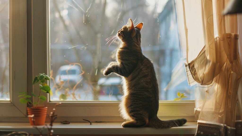 StockCake Curious Window Cat 1734972679 Οι πιο εύκολες ράτσες γατών για εκπαίδευση