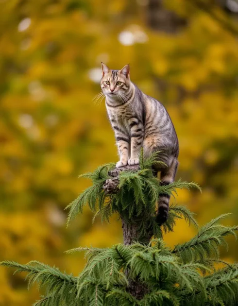 γάτα στην κορφή ενός δέντρου