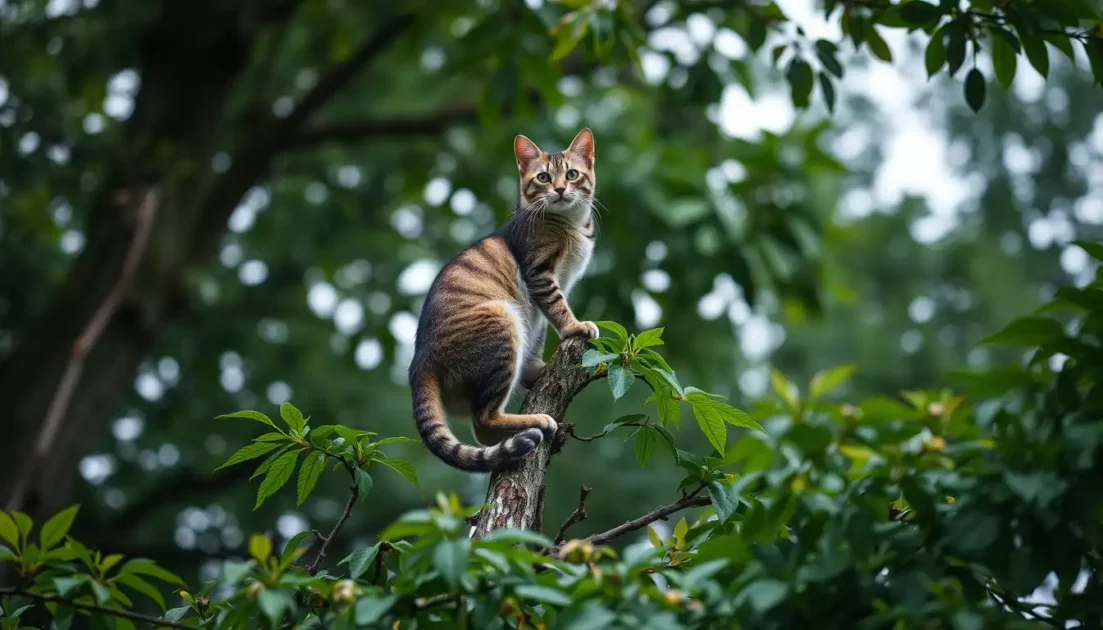γάτα στην κορφή ενός δέντρου