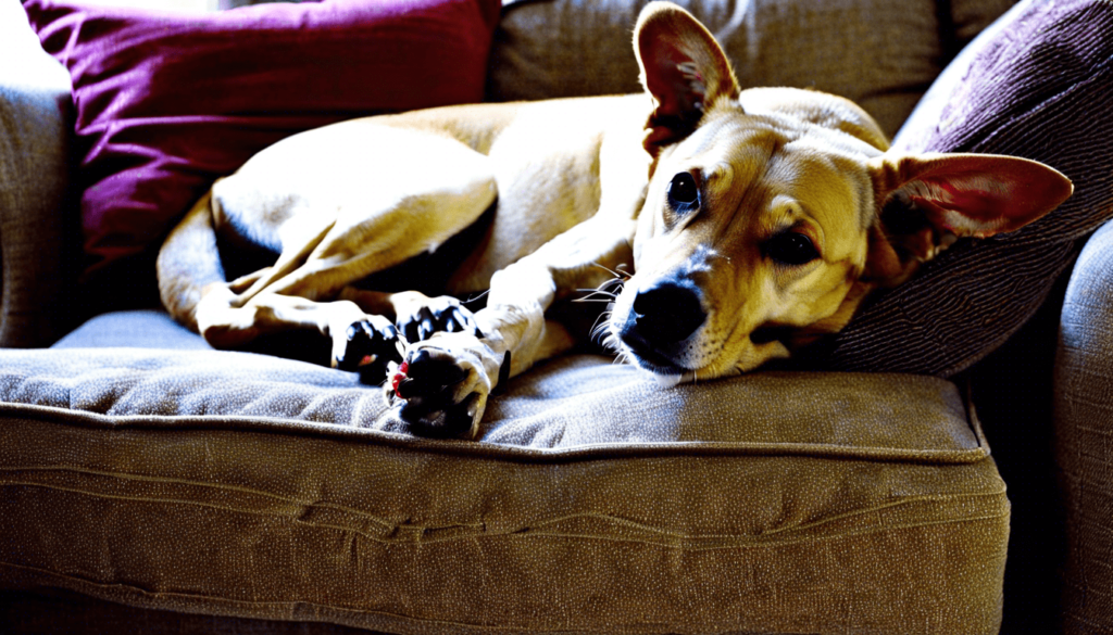ενας σκύλος στον καναπέ