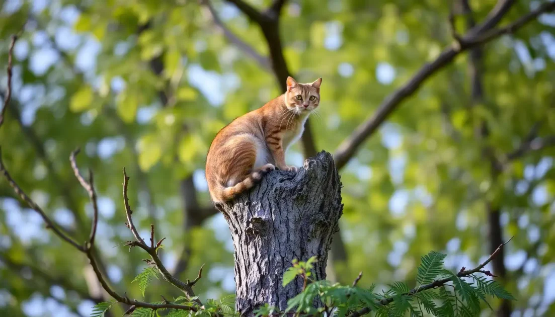 γάτα στην κορφή ενός δέντρου