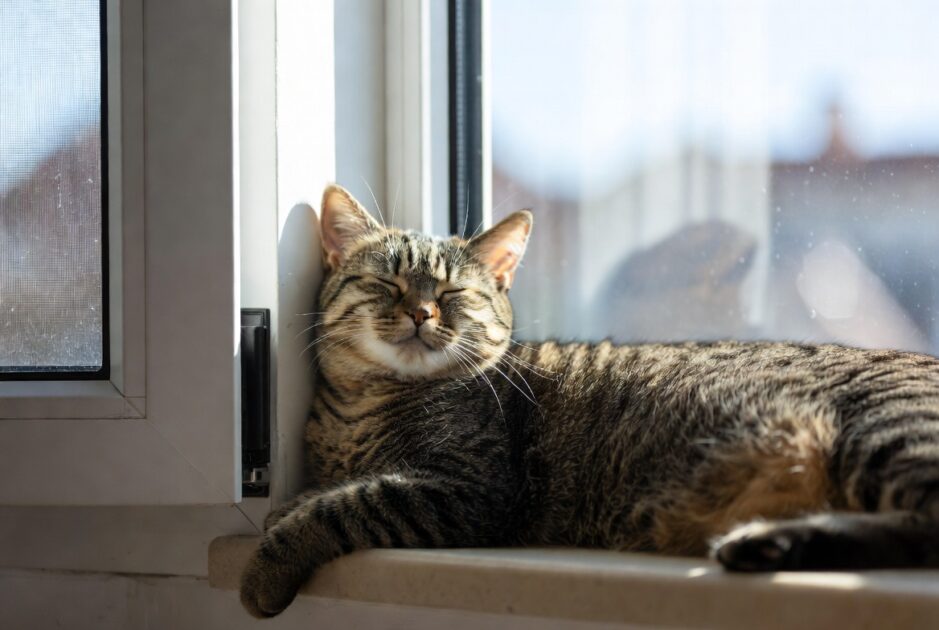 οι γάτες λατρεύουν τα ηλιόλουστα παράθυρα